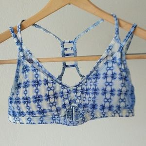 RVCA strappy blue patterened bikini top